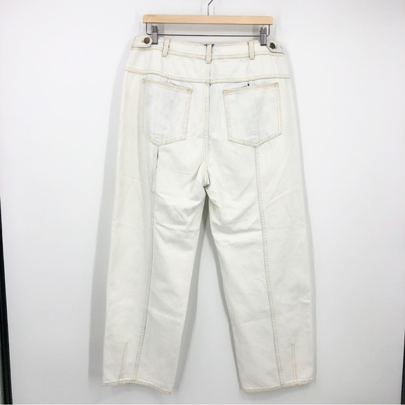 NEW Ulla Johnson August Pant Jeans In White Wash Multi Button Straight Leg 12 - Picture 6 of 7